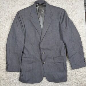 Hardwick Clothes Mens Houndstooth Blazer Jacket Tailored USA Gray Two Button‎
